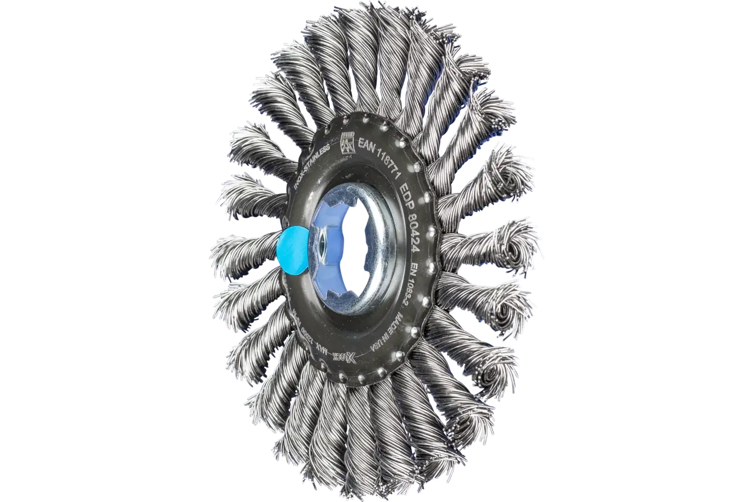 Picture of Pferd Standard Twist Knot Wire Wheel Brush 4-7/8" Dia. .020 Stainless Steel X-Lock